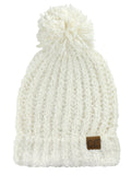 C.C Women's Chenille Soft Stretchy Pom Cuffed Knit Beanie Cap Hat