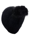 D&Y Super Soft Feathered Faux Fur Pom Cuffed Knit Beanie