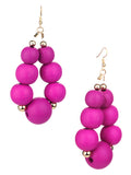 Women's Wooden Ball Bead Hoop Dangle Pierced Earrings, Color