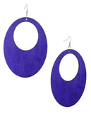 Women's Large Oval Flat Wood Dangle Pierced Earrings