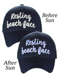 C.C Ponycap Color Changing Embroidered Quote Adjustable Trucker Baseball Cap, Resting Beach Face
