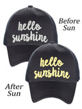 C.C Ponycap Color Changing Embroidered Quote Adjustable Trucker Baseball Cap, Hello Sunshine
