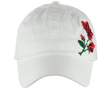 Side Embroidered Rose Adjustable Low Profile Baseball Dad Cap Hat