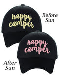 C.C Ponycap Color Changing Embroidered Quote Adjustable Trucker Baseball Cap, Happy Camper