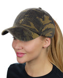 Ponyflo Ponytail Messy High Bun Distressed Adjustable Cotton Baseball Cap