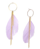 Women's Bohemian Feather Bar Link Chain Dangle Pierced Earrings