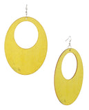 Women's Large Oval Flat Wood Dangle Pierced Earrings