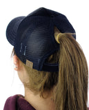 C.C Ponycap Messy High Bun Ponytail Adjustable Glitter Mesh Trucker Baseball Cap