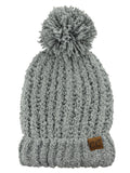 C.C Women's Chenille Soft Stretchy Pom Cuffed Knit Beanie Cap Hat