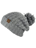 C.C Women's Chenille Soft Stretchy Pom Cuffed Knit Beanie Cap Hat