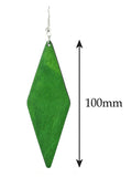 Women's Wooden Elongated Diamond Shape Dangle Pierced Earrings