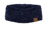 C.C Sparkly Sequin Winter Warm Cable Knit Fuzzy Lined Ear Warmer Headband