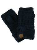 C.C Women's Warm Knit Fingerless Half Finger Fleece Lined Winter Gloves