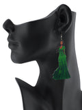 Women's Exquisite African Ebony Model Dangle Pierced Earrings, Gown