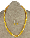 Women's 7mm Simulated Pearl Necklace with Stretch Bracelet and Ball Earrings