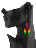 Women's Exquisite African Ebony Model Dangle Pierced Earrings Set, Batik Dress