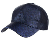 C.C Ponycap Messy High Bun Ponytail Adjustable Glitter Mesh Trucker Baseball Cap