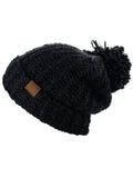 C.C Women's Chenille Soft Stretchy Pom Cuffed Knit Beanie Cap Hat
