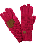 C.C Unisex Cable Knit Winter Warm Anti-Slip Touchscreen Texting Gloves