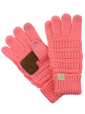 C.C. Kids' Children's Cable Knit Warm Anti-Slip Touchscreen Texting Gloves