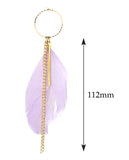 Women's Bohemian Feather Bar Link Chain Dangle Pierced Earrings