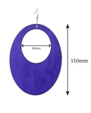 Women's Large Oval Flat Wood Dangle Pierced Earrings