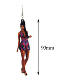 Women's Exquisite African Ebony Model Dangle Pierced Earrings, Summer Dress