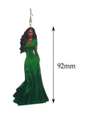 Women's Exquisite African Ebony Model Dangle Pierced Earrings, Gown