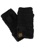 C.C Women's Warm Knit Fingerless Half Finger Fleece Lined Winter Gloves