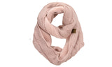 C.C Women's Winter Cable Knit Sherpa Lined Warm Infinity Pullover Scarf