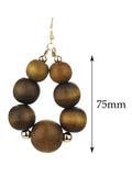 Women's Wooden Ball Bead Hoop Dangle Pierced Earrings Set