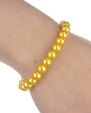 Women's 7mm Simulated Pearl Necklace with Stretch Bracelet and Ball Earrings