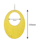 Women's Large Oval Flat Wood Dangle Pierced Earrings