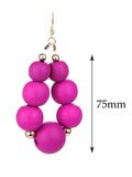 Women's Wooden Ball Bead Hoop Dangle Pierced Earrings, Color