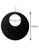Women's Large Round Flat Wood Dangle Pierced Earrings