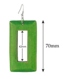 Women's Geometric Open Rectangle Wood Dangle Pierced Earrings