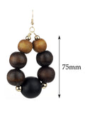 Women's Wooden Ball Bead Hoop Dangle Pierced Earrings