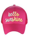 C.C Ponycap Color Changing Embroidered Quote Adjustable Trucker Baseball Cap, Hello Sunshine
