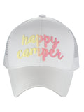 C.C Ponycap Color Changing Embroidered Quote Adjustable Trucker Baseball Cap, Happy Camper