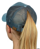 C.C Ponycap Messy High Bun Ponytail Adjustable Glitter Mesh Trucker Baseball Cap