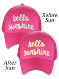 C.C Ponycap Color Changing Embroidered Quote Adjustable Trucker Baseball Cap, Hello Sunshine