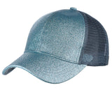 C.C Ponycap Messy High Bun Ponytail Adjustable Glitter Mesh Trucker Baseball Cap