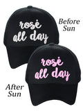 C.C Ponycap Color Changing Embroidered Quote Adjustable Trucker Baseball Cap, Rosé All Day, Navy