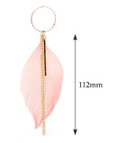 Women's Bohemian Feather Bar Link Chain Dangle Pierced Earrings