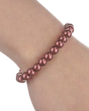 Women's 7mm Simulated Pearl Necklace with Stretch Bracelet and Ball Earrings