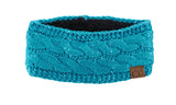 C.C Sparkly Sequin Winter Warm Cable Knit Fuzzy Lined Ear Warmer Headband