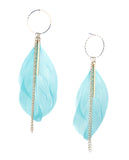 Women's Bohemian Feather Bar Link Chain Dangle Pierced Earrings