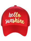 C.C Ponycap Color Changing Embroidered Quote Adjustable Trucker Baseball Cap, Hello Sunshine