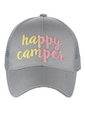 C.C Ponycap Color Changing Embroidered Quote Adjustable Trucker Baseball Cap, Happy Camper