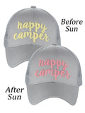 C.C Ponycap Color Changing Embroidered Quote Adjustable Trucker Baseball Cap, Happy Camper